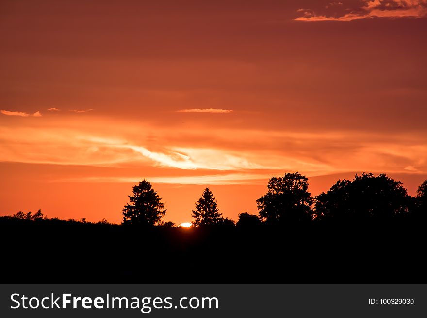 Sky, Red Sky At Morning, Afterglow, Sunset