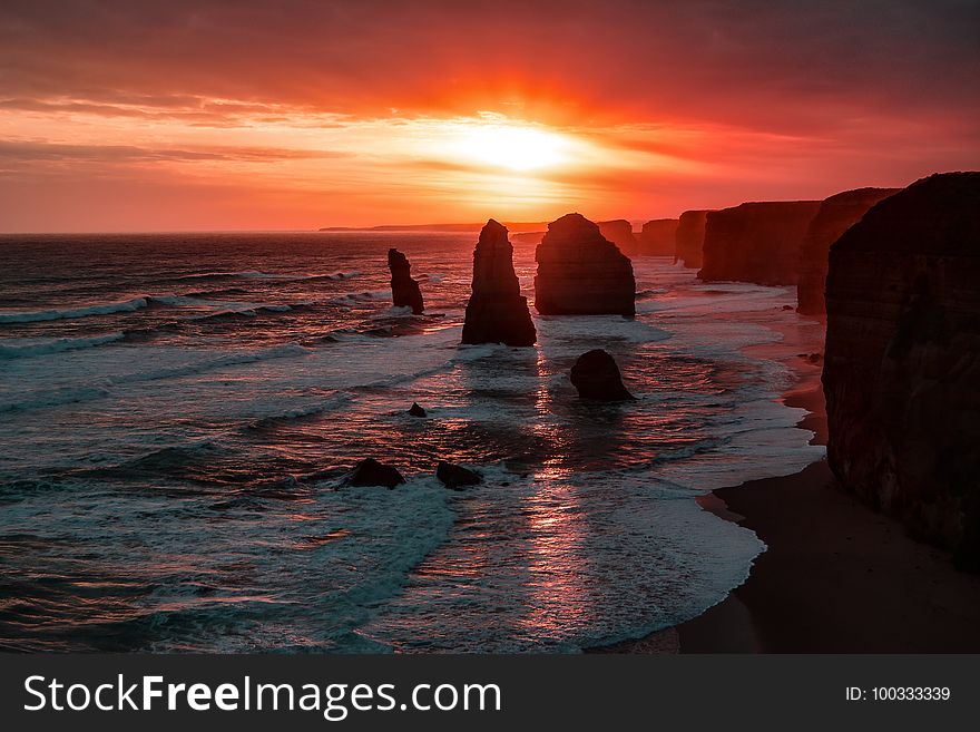 Sea, Sunset, Sky, Horizon