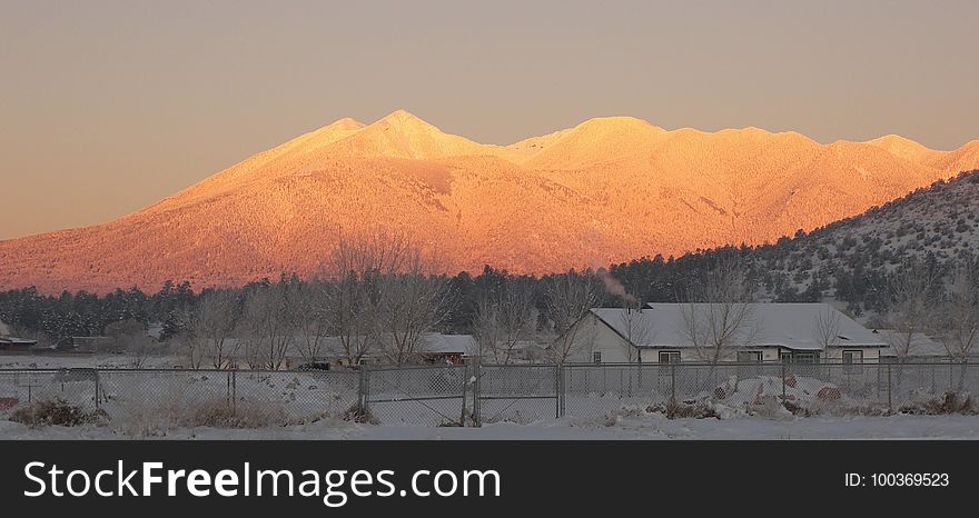 Sunrise reflecting on the San Francisco Peaks, Flagstaff, Arizona. Sunrise reflecting on the San Francisco Peaks, Flagstaff, Arizona