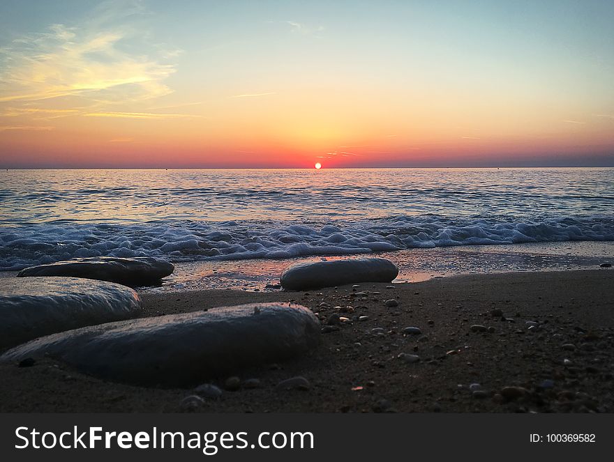 Beautiful Sunrise Over The Adriatic Sea , Sirolo, Italy