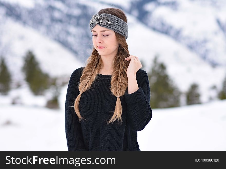 Winter, Snow, Headgear, Girl