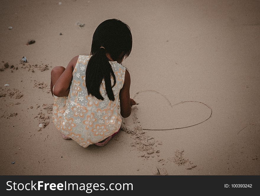 Girl, Hand, Sand, Stock Photography