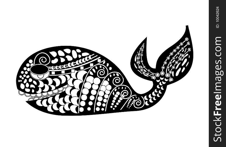 Patterned fish in ethnic style on a white background. Patterned fish in ethnic style on a white background