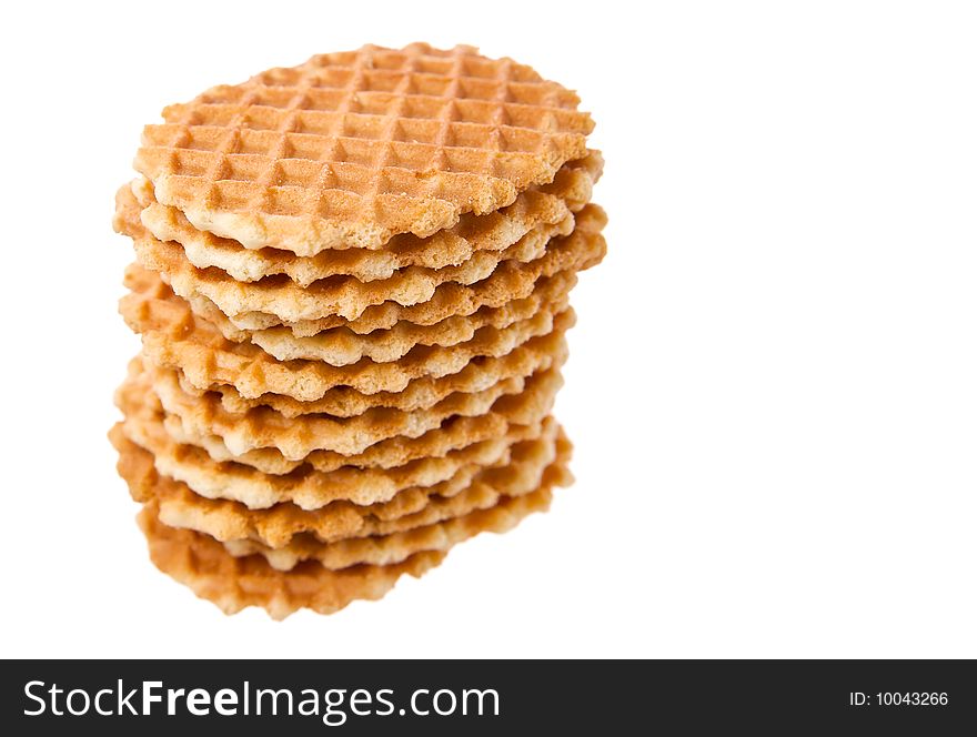 Waffles isolated in white background. Close-Up