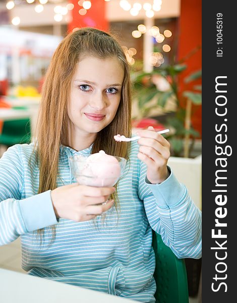 Young woman with ice cream