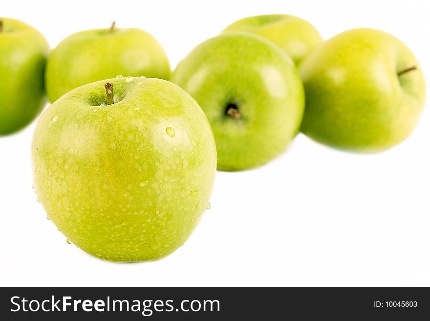 green apples isolated on white background