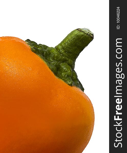 Macro of orange pepper on white background. Macro of orange pepper on white background
