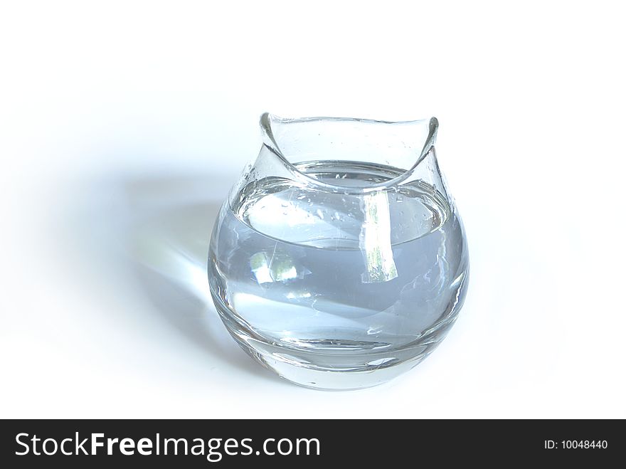 Aquarium from water on white background