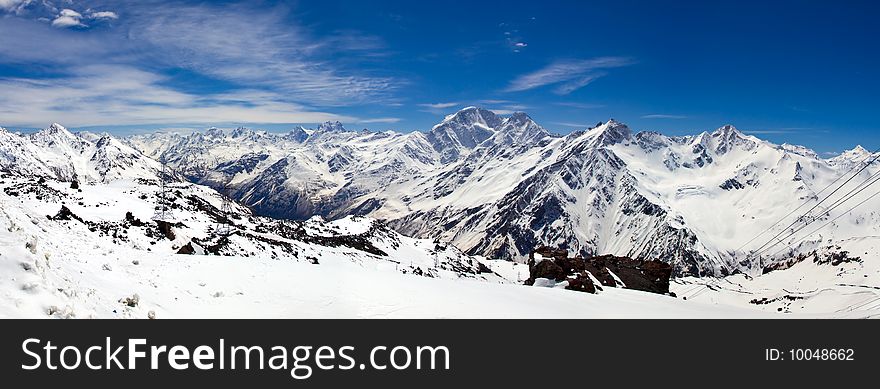 Panorama of winter caucasus mountains. Panorama of winter caucasus mountains