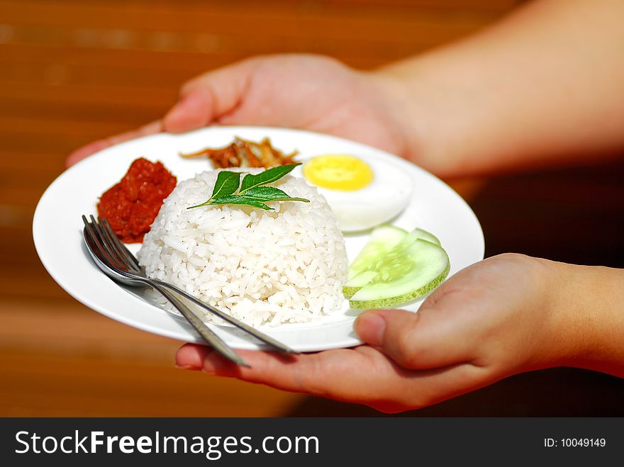 Serving Asian Traditional Cuisine Coconut Milk Rice. Serving Asian Traditional Cuisine Coconut Milk Rice