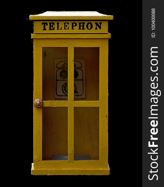 Yellow, Telephone Booth, Furniture