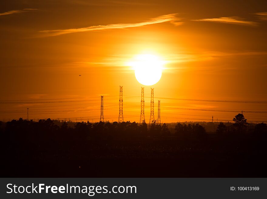 Beautiful sunset in the summer