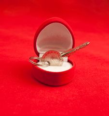 Small Silver Key In A Box Royalty Free Stock Photo