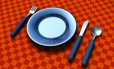Knife, Fork, Spoon And Plate Royalty Free Stock Image Knife, Fork, Spoon And Plate Royalty Free Stock Image