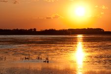 Prairie Sunset Reflecting In Water Stock Photography Prairie Sunset Reflecting In Water Stock Photography