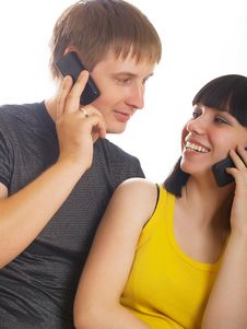 Couple On The Phone Together Stock Image