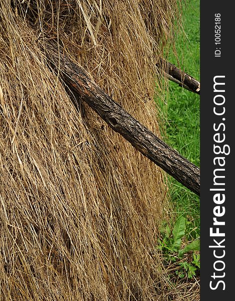 Hay piles in a country landscape