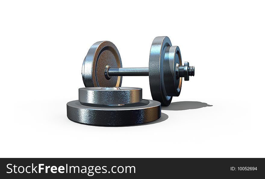 Isolated dumbbell on white background - 3d render