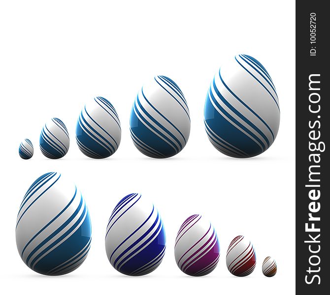 Easter eggs - isolated on white (3d render)