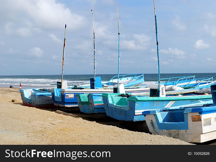 Fishing boats on an ocean coast. Fishing boats on an ocean coast