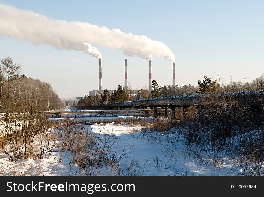 Smoking pipes of thermal power station