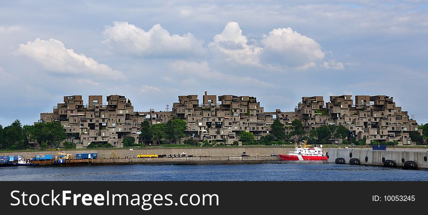 Apartment building along St Lawrence River in Montreal, called HABITAT. Apartment building along St Lawrence River in Montreal, called HABITAT