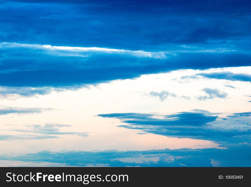 Cloudy summer sky at sunset (blue tone). Cloudy summer sky at sunset (blue tone)