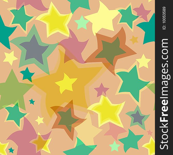 Abstract seamless background with translucent stars (vector)