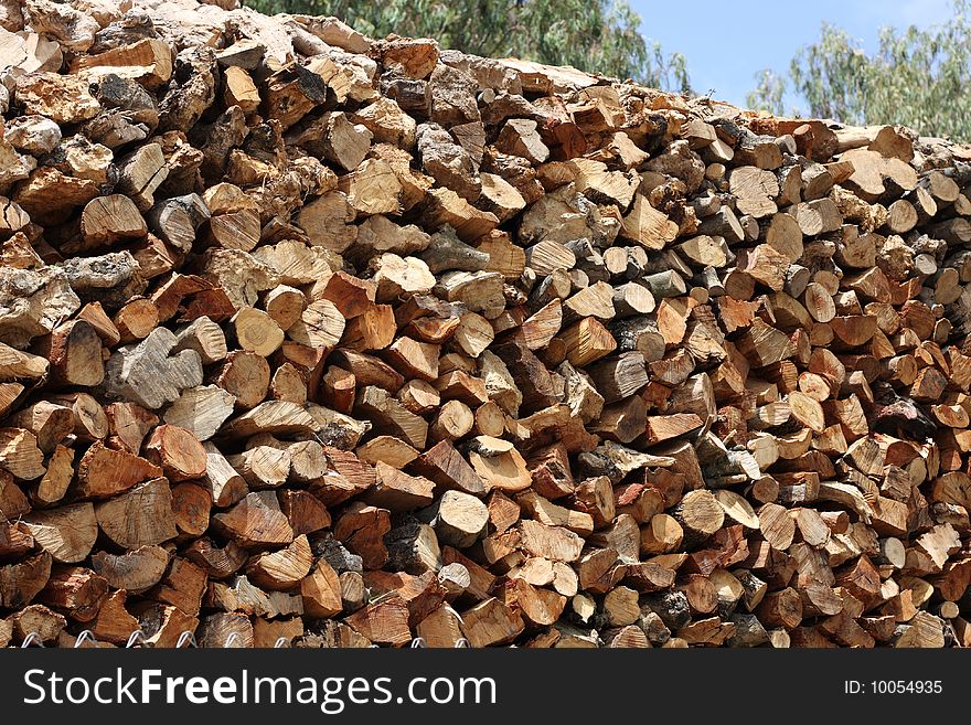 A big stack of logs for fire