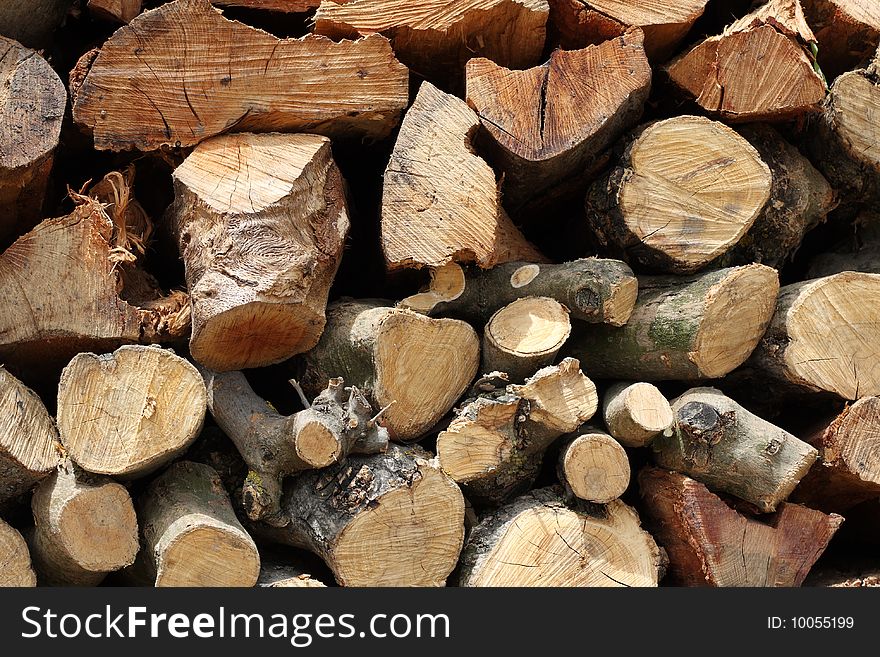 A pile of logs for fire. A pile of logs for fire
