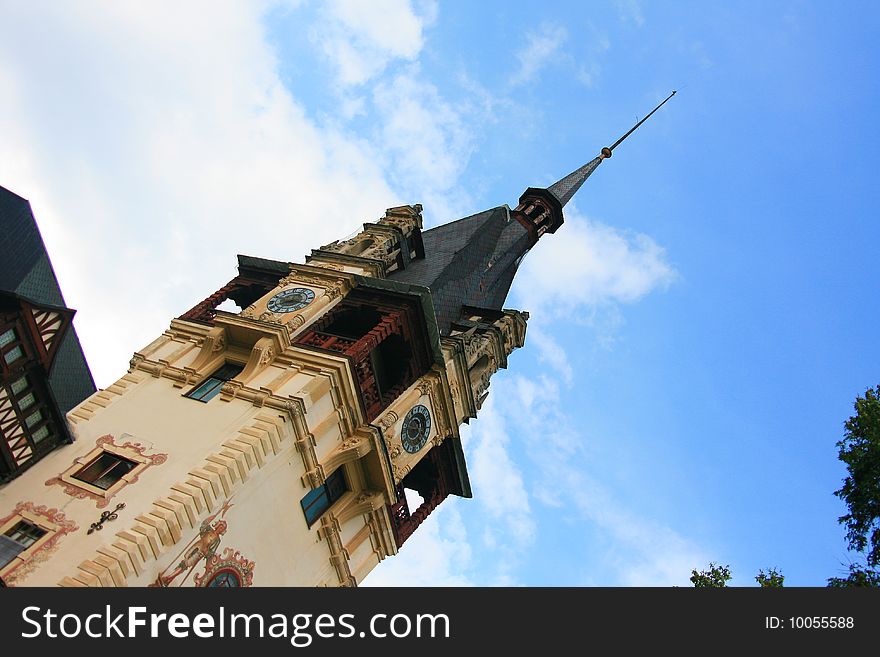 Peles castle in Carpathian mountains, Romania