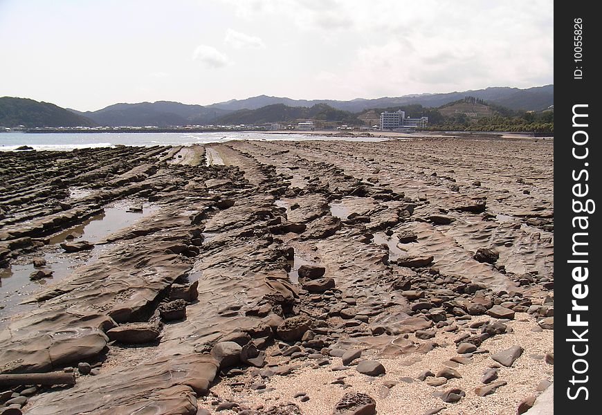 Ogre's Washboard rock formations at Aoshima, a small island near Miyazaki, Japan