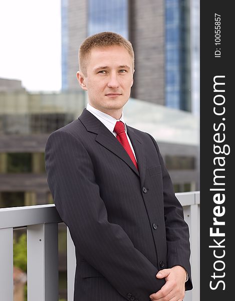Portrait of a young businessman, outdoor the office