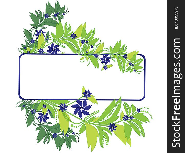 The vector illustration contains the image of blue flowers