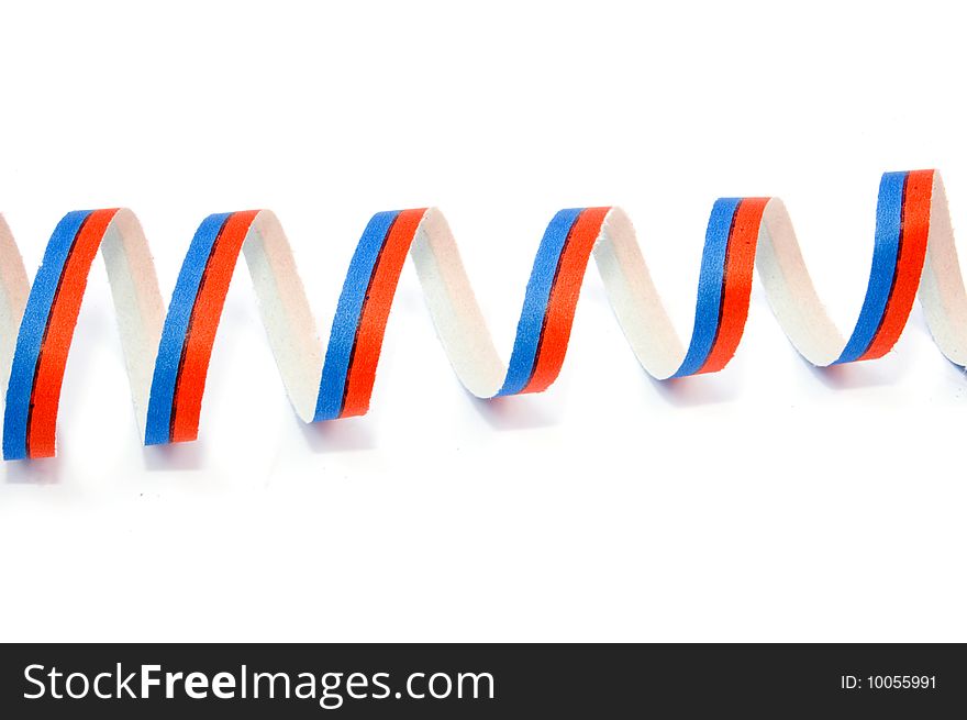 Colorful party streamers isolated on white background