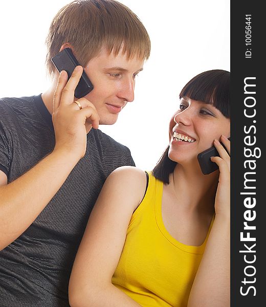 Couple on the phone together