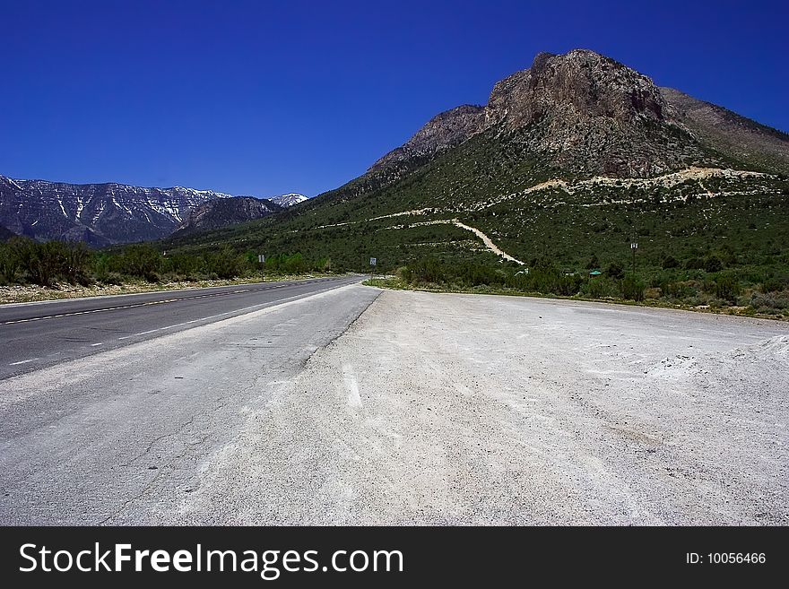 Nobody on the road going among the mountains. Nobody on the road going among the mountains