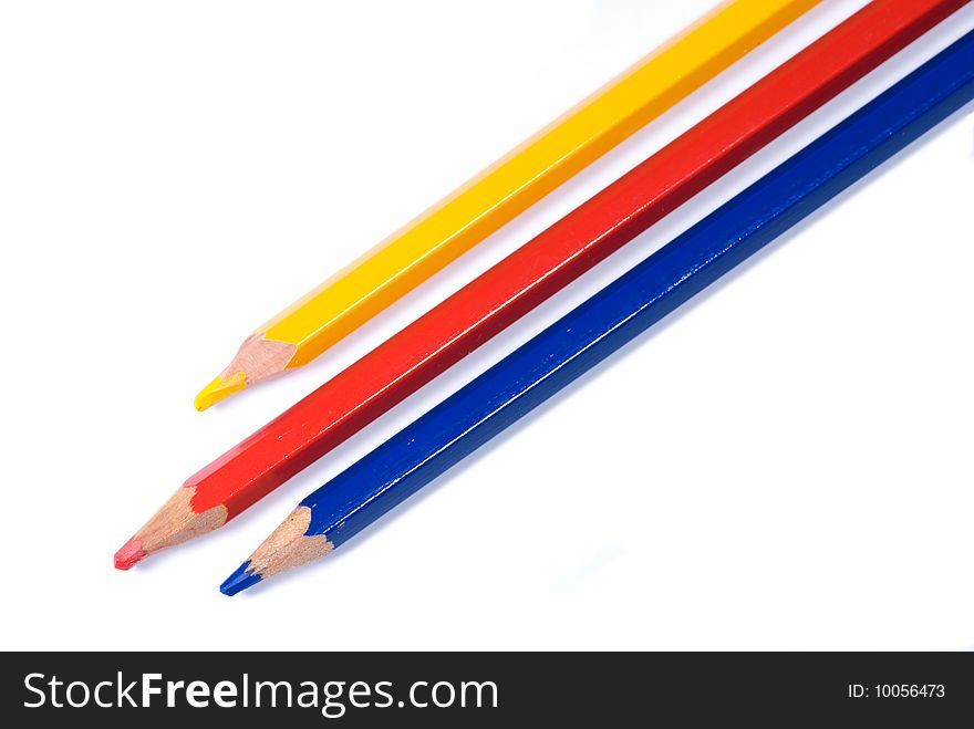 Three coloured pencils