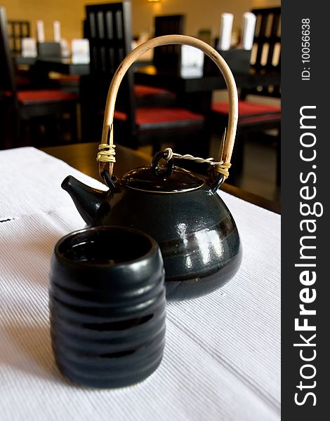 Black Ceramics Teapot and Cup
