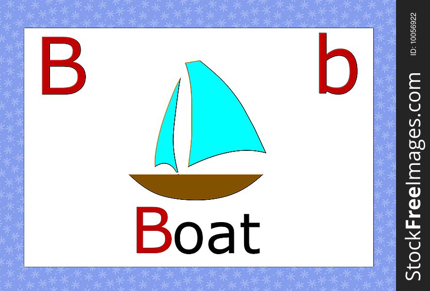 Individual english alphabet, whit boat- illustration