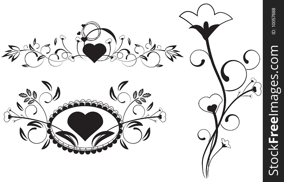 Vector Floral Hearts