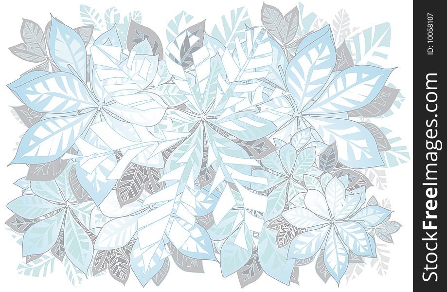 Blue and gray leaves make up a gentle background