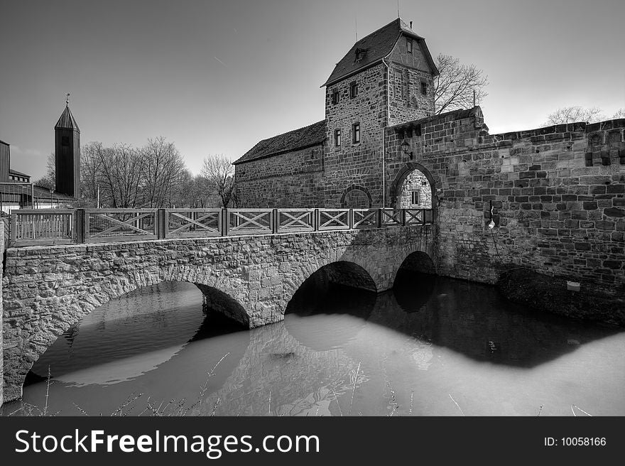 The castle and moat in Bad Vibel, Hessen, Germany. The castle and moat in Bad Vibel, Hessen, Germany.