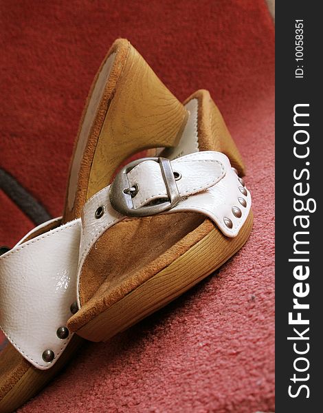 Two Beautiful white sandal summer leather shoes. Two Beautiful white sandal summer leather shoes