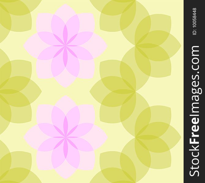 Stylized flowers and leaves on yellow background. Stylized flowers and leaves on yellow background