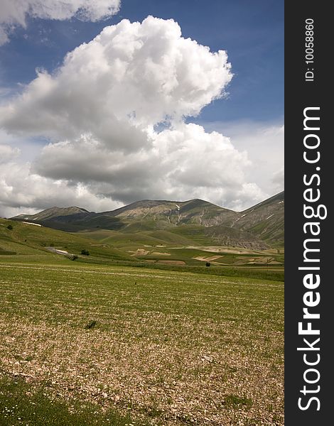 This is a tipical umbria mountain landscape in the Sibillini National Park. This is a tipical umbria mountain landscape in the Sibillini National Park