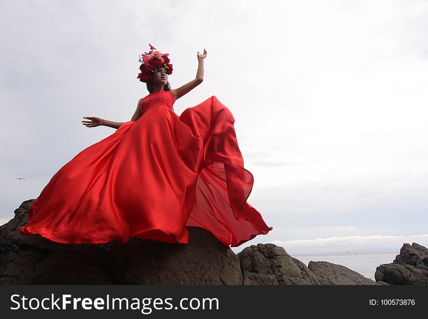 Red, Dress, Sky, Stock Photography