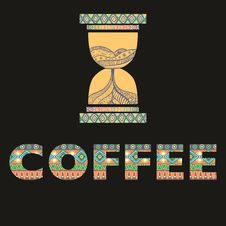 Ethnic African Geometric Style Time To Drink Coffee. Dark Background Royalty Free Stock Photo Ethnic African Geometric Style Time To Drink Coffee. Dark Background Royalty Free Stock Photo