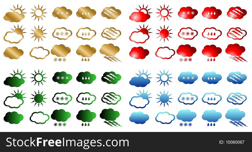 Weather colored icons for web. Weather colored icons for web