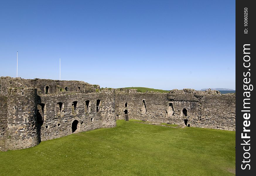 Beaumaris Castle and Moat on the Isle of Anglesey in North Wales